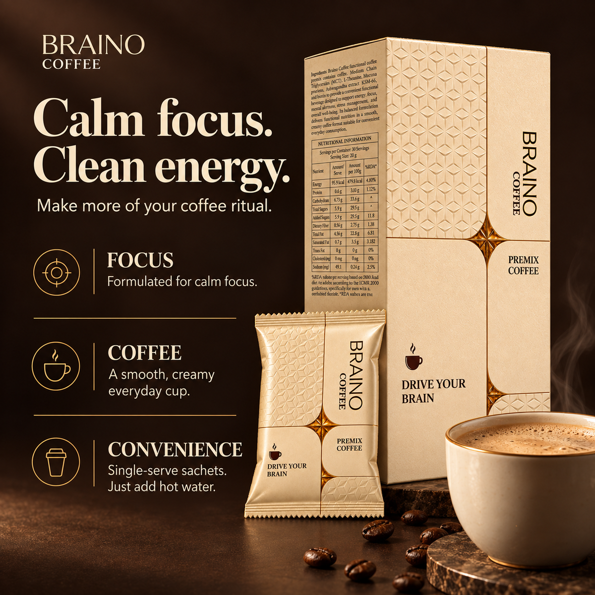 Braino Coffee | Functional Premix Coffee